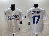 Men's Los Angeles Dodgers #17 Shohei Ohtani Number White Stitched Cool Base Nike Jersey,baseball caps,new era cap wholesale,wholesale hats